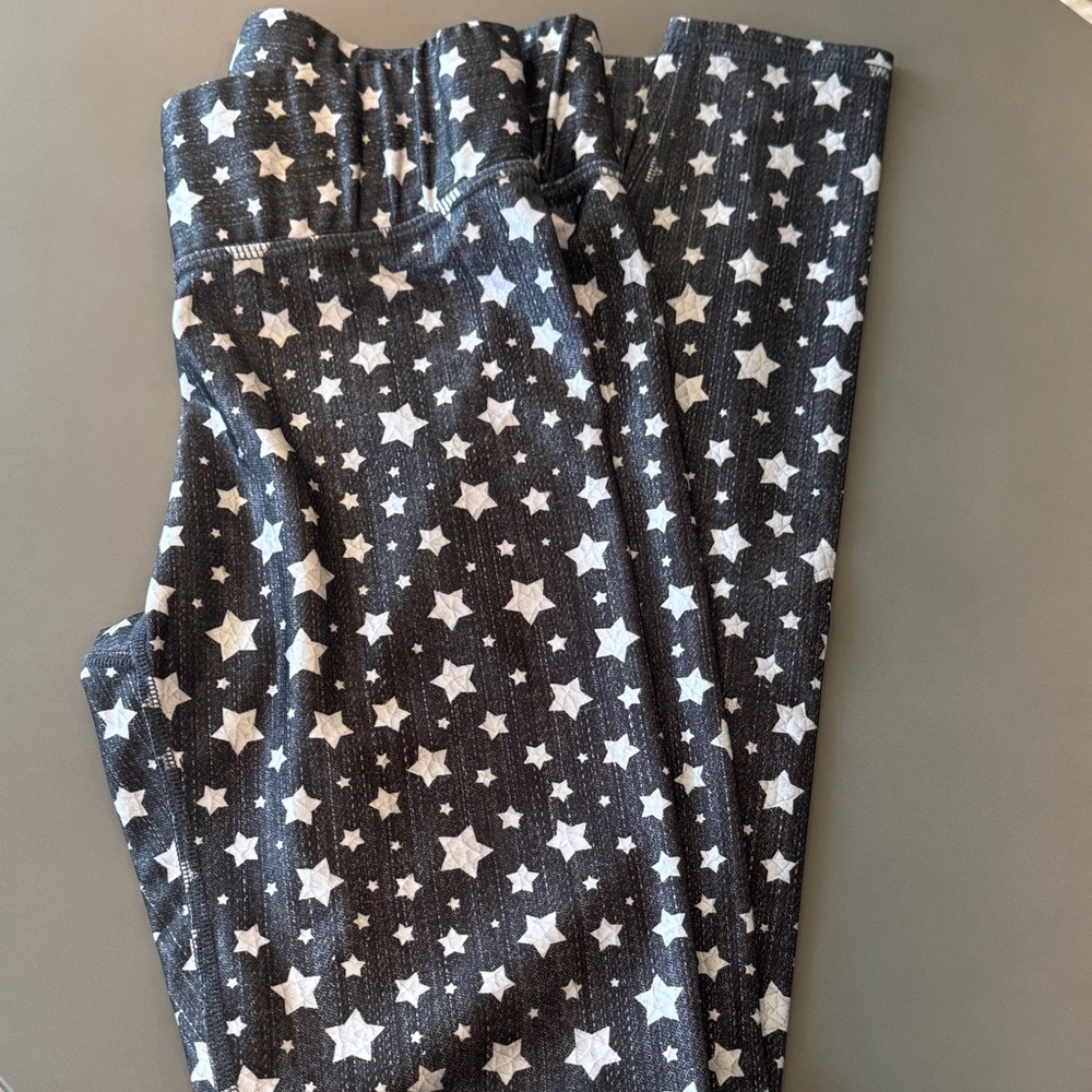 Terez Black Leggings with White Star Print